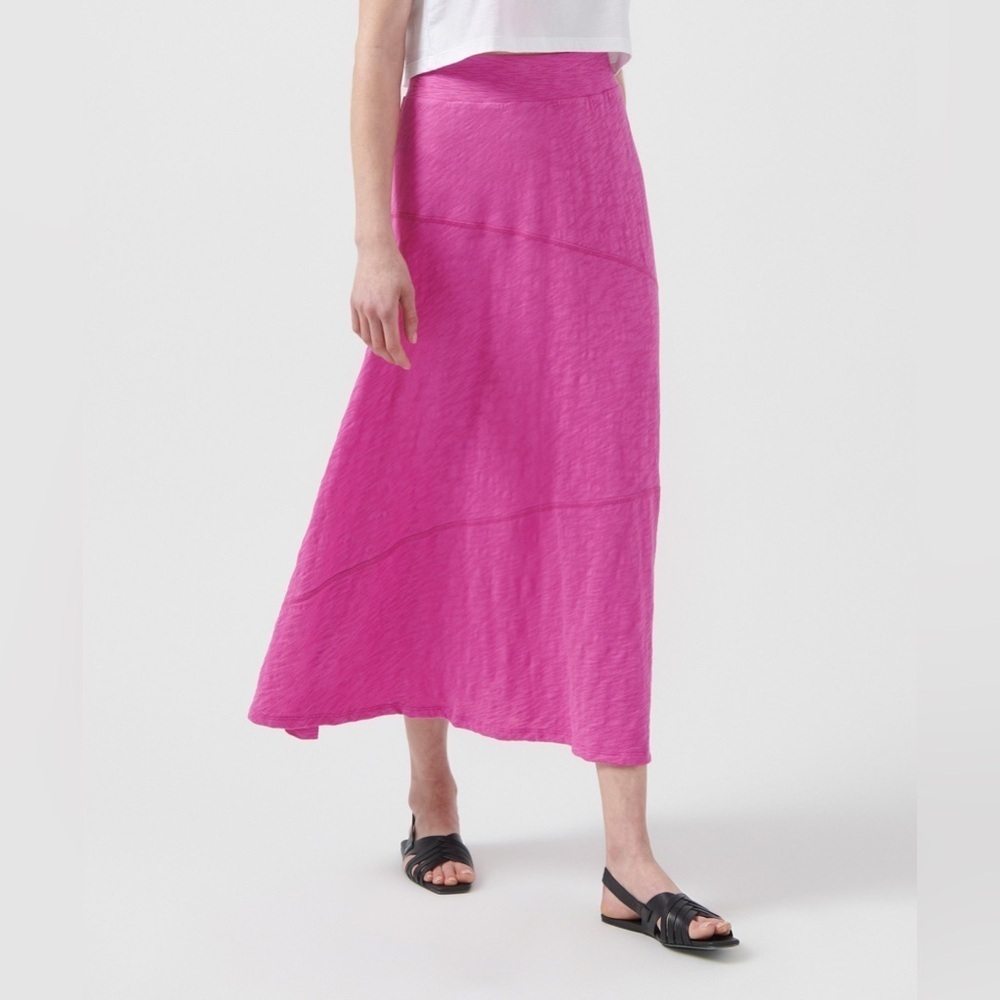 ATM Anthony Thomas Melillo Hot Pink Slub Seamed Maxi Skirt Sz L